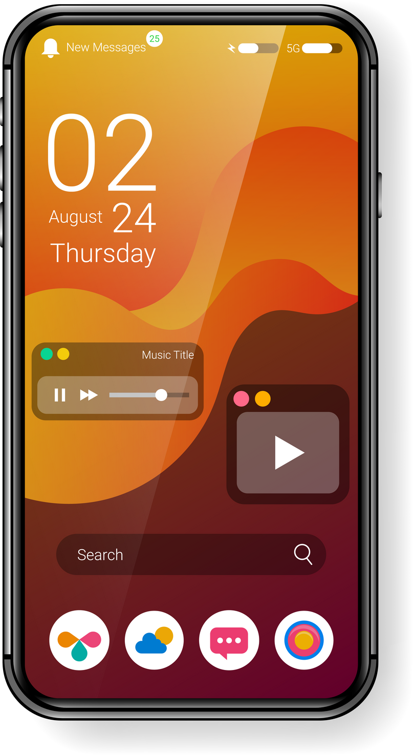 wave gradient screen mode user interface realistic mobile app design